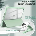 thumbnail image 2 of JETech Case for iPad 9.7-Inch (6th/5th Generation, 2018/2017) with Pencil Holder, Clear Transparent Back Shell Slim Stand Shockproof Tablet Cover, Auto Wake/Sleep (Matcha Green), 2 of 7