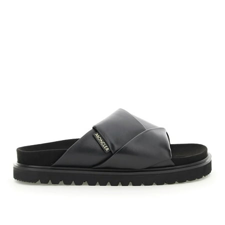 

Moncler Women s Fantine Leather Woven Sandal Black