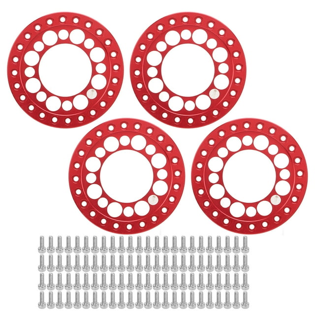 RC Roue Jante Anneau, Résistant à l'Usure 4pcs Réutilisables Match Parfait 1,9 Anneaux de Perle pour 1/10 RC Voiture Rouge