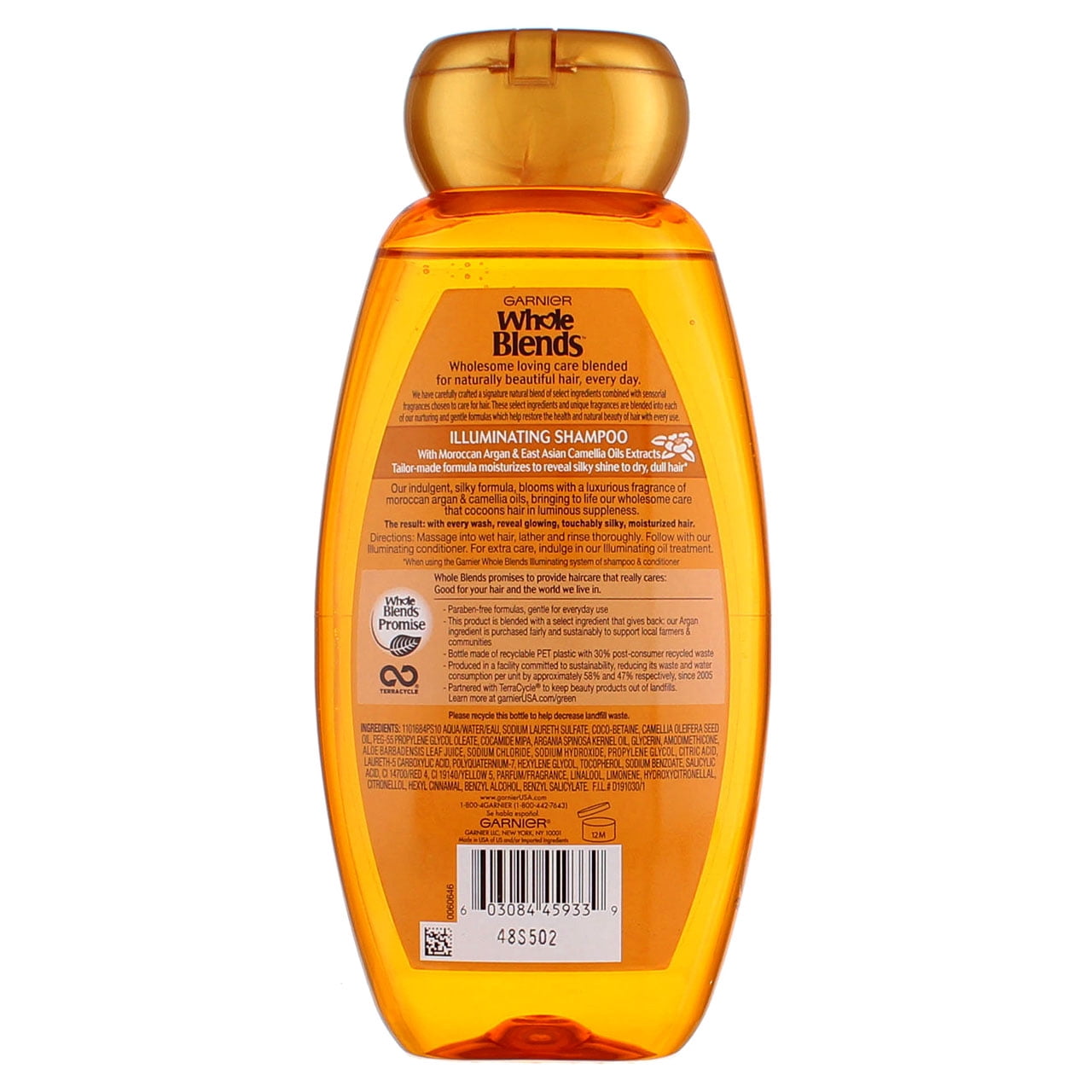 Garnier Whole Blends Shampoo with Moroccan Argan & Camellia Oils Extracts, For Dry Hair, 2 count
