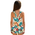 thumbnail image 2 of DISNIMO Girls' One Piece Swimsuits with Skirt Floral Print Skin-Friendly Breathable Swimwear for Kids Soft U Neck Swim Dress for 3-13 Years, 2 of 8