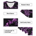 thumbnail image 5 of CASSIE LIZ Plus Size Womens Tops 4X Summer V Neck Shirts Black Fashion Short Sleeve Purple Floral Flowy Tee Loose Fit Tunics Fall Pleated Blouses Casual Swing Pullovers 4XL 24W 26W, 5 of 6