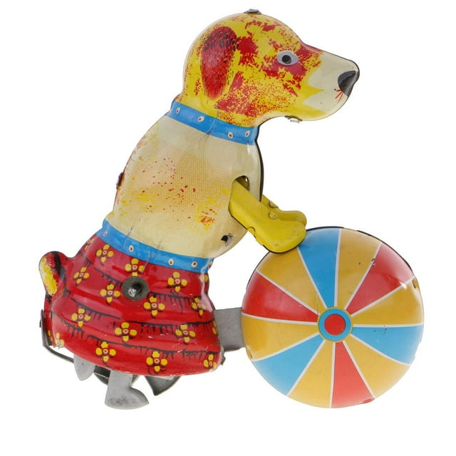 El Enrollador Para Perros Empuja forma forma Colección De Regalos De Juguetes De Hojalata Con Reloj Retro