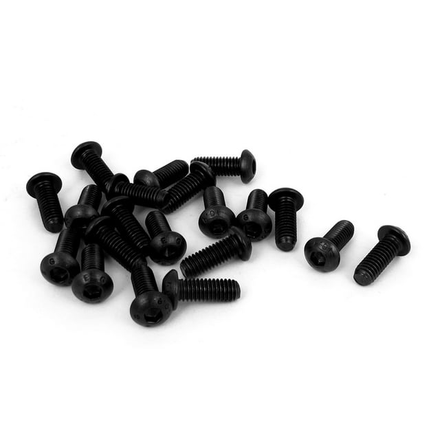 Unique Bargains M6 x 16mm Alloy Steel Hex Socket Button Head Machine Screws Black 20 PCS