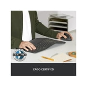 Logitech Lift for Business Left, Vertical Ergonomic Mouse - Left-handed, Wireless, Bluetooth or Secured Logi Bolt USB, Quiet clicks, Graphite - Optical - Wireless - Bluetooth/Radio Frequency - Grap...