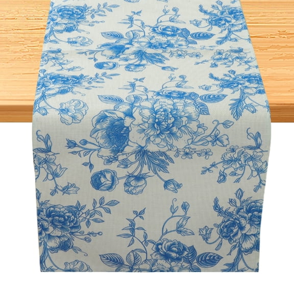 Vocoste 1 Pc Floral Table Runner 13x72 Inch for Vintage Flowers Print Home Decors