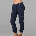 thumbnail image 2 of Zodggu Women Ladies Solid Pants Hippie Punk Trousers Streetwear Jogger Pocket Loose Overalls Long Pants Comfy Dressy Young Girls Love Linen Pants Cargo Pants Blue S, 2 of 6