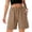 Khaki, variant on Vivianyo HD Women's Elastic Waist Knee Length Casual Shorts, Relaxed Fit Mid Thigh Lounge Shorts for Women, With Large Patch Side Pockets, Women's Black, Sizes S-2XL