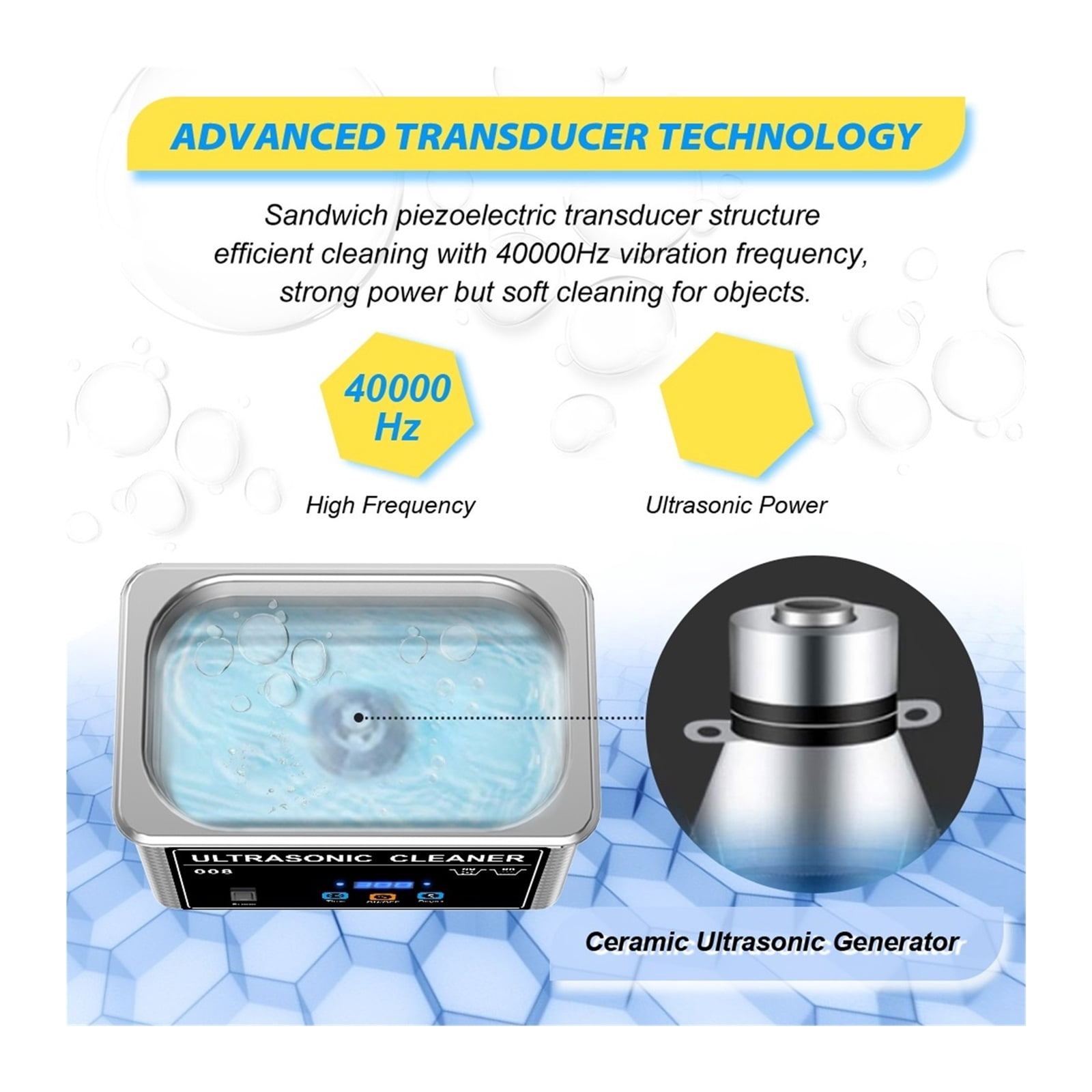 800ml Household Digital Ultrasonic Cleaner 80W Stainless Steel Bath Degas Ultrasound Washing for Watches Jewelry