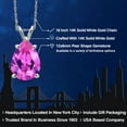 thumbnail image 2 of Gem Stone King 14K White Gold Pink Created Sapphire Pendant Necklace for Women | 3.63 Cttw | Gemstone September Birthstone | Pear Shape 12X8MM | With 18 inch Chain, 2 of 6