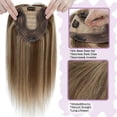 thumbnail image 5 of Benehair Real Hair Clip In Extensions 13cm*15cm Clip In Hairpiece Silk Base Topper Toupee Wiglet Top Hair Piece 130% Density New 6"-22" Highlight, 5 of 11