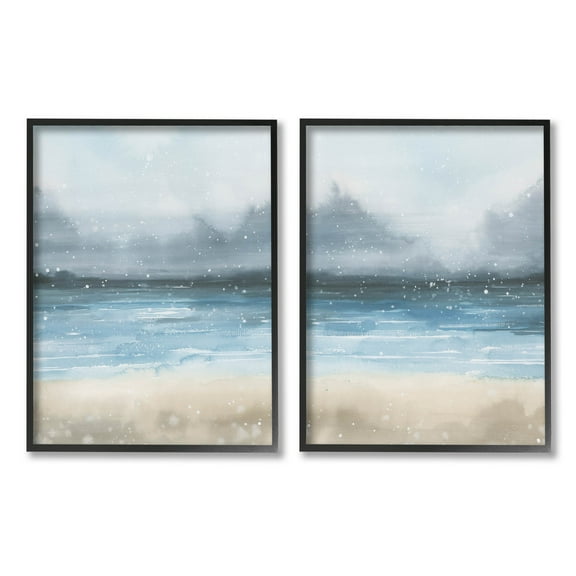 Stupell Industries Stormy Coastal Ocean Waves Graphic Art Black Framed Art Print Wall Art, Set of 2, Design by Grace Popp