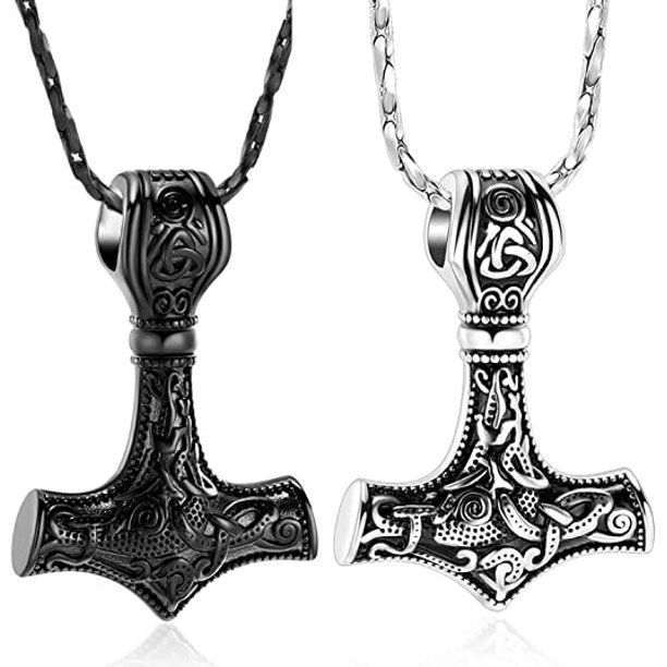 Cremation Jewelry for Ashes Norse Viking Thor's Hammer Talisman