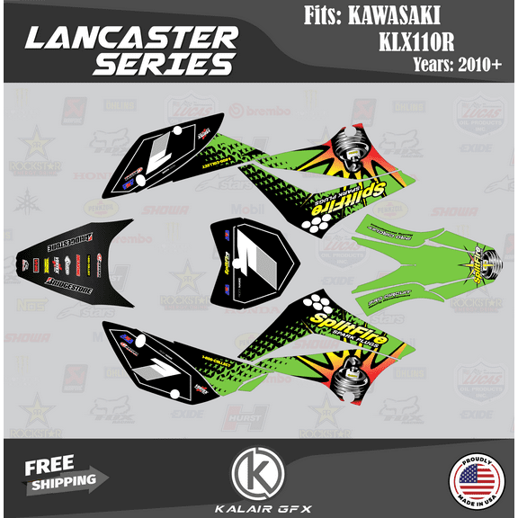 Kalair GFX Graphics Kit for Kawasaki KLX110 (2010-2023) Lancaster Series