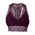 thumbnail image 2 of URBAN DAIZY Women's Seamless Racerback Lace Bra Removable Pads Sexy Floral Mesh Padded Bralette Built-in Shelf Bandeau A11_6327 Eggplant S, 2 of 7