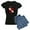 With Blue Strpe Pant, variant on - Diver Down Shark Jaw Original Women's Dark Pajamas - Women's Short Sleeve Print T-Shirt and Pants Dark Cotton Pajama Set