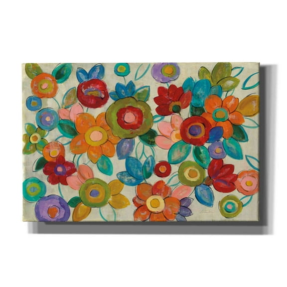 Epic Graffiti 'Decorative Flowers' by Silvia Vassileva, Canvas Wall Art, 18"x12"