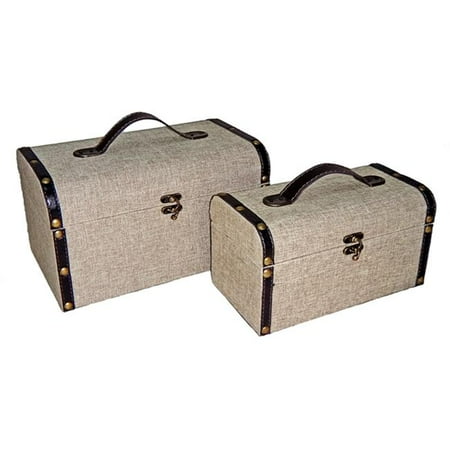 Cheungs FP-3102-2 Decorative Case with 2 Handles in Plain Linen (Set of 2)