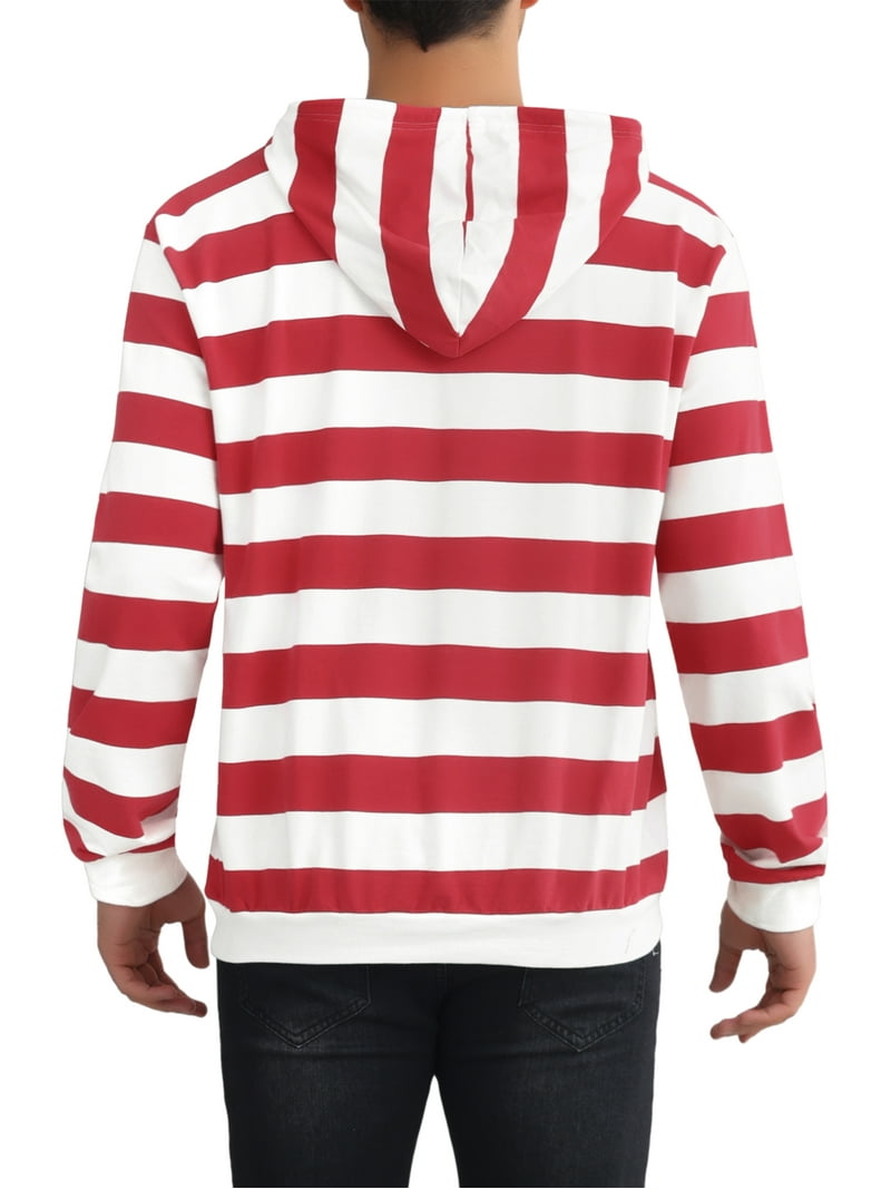 INSPIRE CHIC Men's Sweatershirts Stripes Hoodie Front Pocket