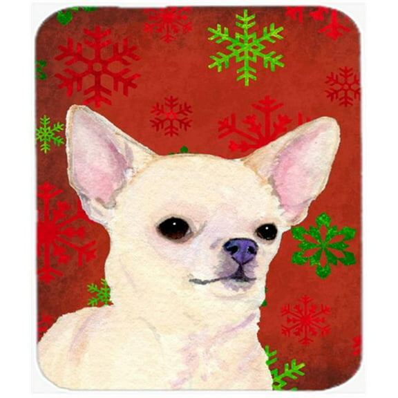 Chihuahua Red and Green Snowflakes Christmas Mouse Pad, Hot Pad or Trivet
