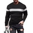 thumbnail image 3 of Men's New Casual Street Exercise Crewneck Long Sleeve Shirt, Spring Fall Sporty Style Top for Daily Wear,Black,M, 3 of 5