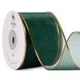 thumbnail image 1 of Cinta decorativa SIMISI de organza alambrada, 6,5 cm, 23 m, oro verde, 1 of 5