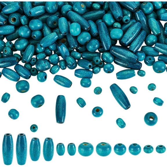 600pcs Wooden Beads 6 Styles Natural Wood Beads Dyed Wooden Spacer Beads Round/Oval Loose Beads Tube Beads for Jewelry DIY Craft Farmhouse Decor