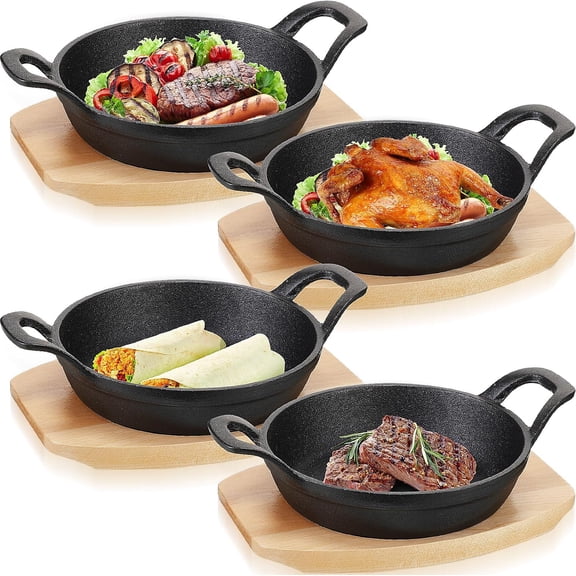 Mini Cast Iron Skillet with Wood Base 5.5 Inches