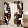thumbnail image 2 of Homewish Farmhouse Cow Print Boy Girl Black Out Curtains,Geometric Plaid Grid Curtains Pack of 2 (42x63 Each),Animal Print Patchwork Bedroom Curtains,Super Cozy Room Decor, 2 of 6