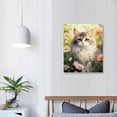thumbnail image 3 of COMIO cat Canvas Wall Art Pictures, cute cat with flowers Poster Gallery Art Prints for Living Room Bedroom Painting Decor, 3 of 4