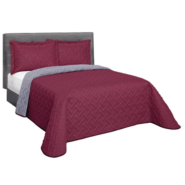 Edredón Capitonado con Fundas Matrimonial Vino Elefantito 1.80 x 2.20 m