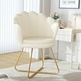 thumbnail image 5 of NALYL Chair with Back, Upholstered Accent Chair for Living Room, Makeup Chair for Bedroom Sherpa ArmChairs Home Office Desk Chair with Gold Metal Legs (Khaki), 5 of 9