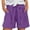Purple, variant on Tnhcen Women's Plus Size Cotton-Linen Look Pleated Shorts Elastic Waist Drawstring Side Pockets Pre-Shrunk Imitation Fabric Casual Comfortable Shorts S-4XL
