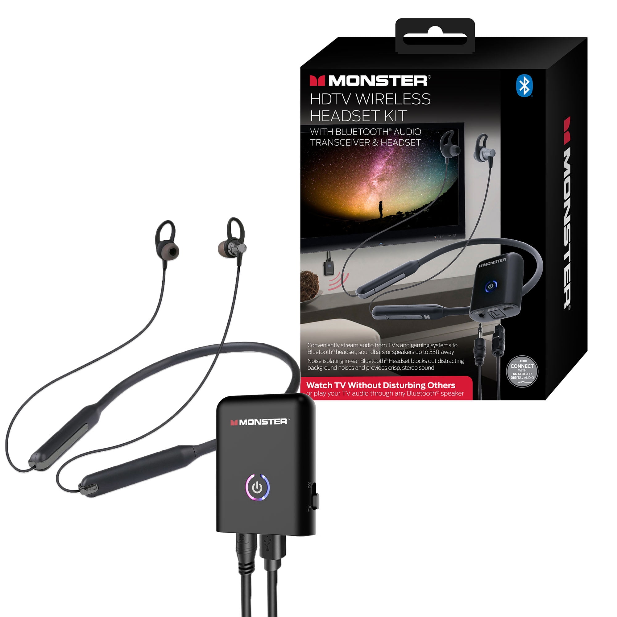 maak je geïrriteerd Mijlpaal markeerstift Monster Wireless In Ear Headphone Kit with Bluetooth Transmitter and Headset  - Walmart.com