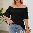 thumbnail image 4 of Shorts pour Femmes, Hauts à Manches Courtes pour Femmes, T-Shirt Décontracté Uni à Col Rond à Manches Volantées pour Femmes, Haut à Manches Courtes, 4 of 8
