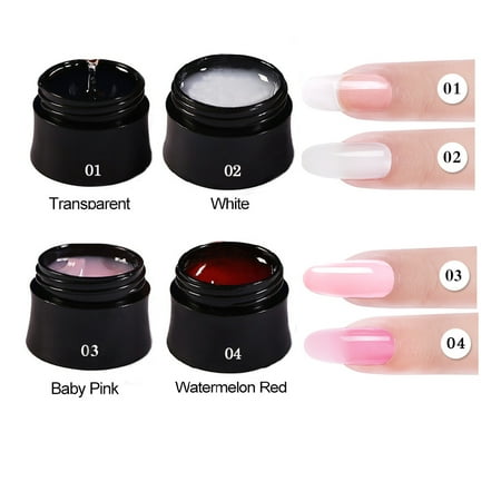 Liquid Nails Perfect Glue Nail Builder Gel Nail Tips Extension Gel Quick Building Liquid Painless Builder Glue 4 Bottles with 4 Colors 15ml Each ()