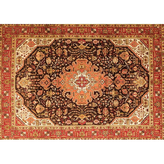 Ahgly Company Indoor Rectangle Medallion Orange Traditional Area Rugs, 2' x 5'