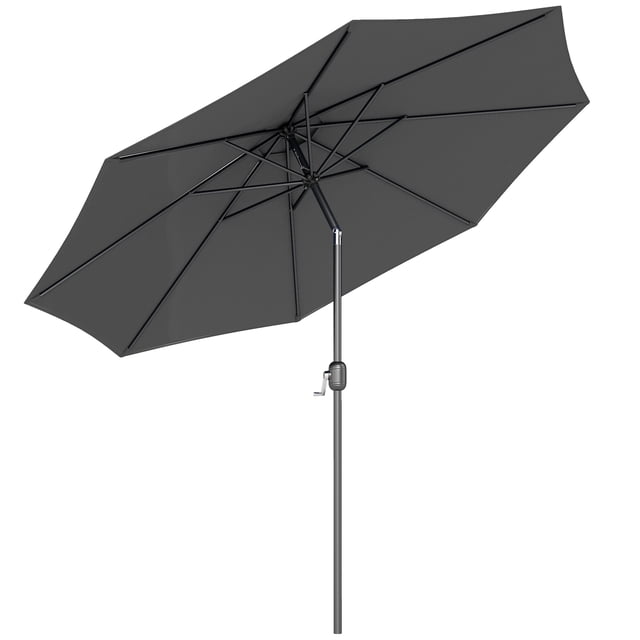 Outsunny Parasol de Marché Rond 3 m x 2,4 m, Parasol de Terrasse, Gris