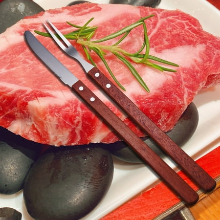 

Njspdjh Home Furnishings Steak Cutlery Stainless Steel Barbecue Cutlery 2 Piece Set Outdoor BBQ Steak Roast Lamb Set