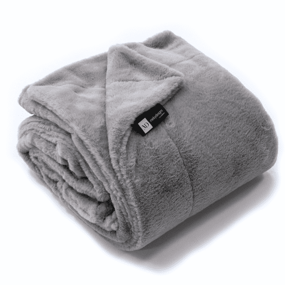 Minky Designs Ash Gray Minky Blanket – Ultra Soft Faux Fur Throw Blanket for Couch, Bed & Home – Fluffy, Warm & Luxurious – Posh Collection (Large, 60x72)