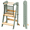 Green & Nature, variant on Homlux Foldable Toddler Kitchen Tower, Wooden Step Stool with 3 Adjustable Heights, Toddler Standing Tower with Safety Net (Grey & Nature)