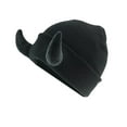 thumbnail image 2 of Devil Horns Knitted Beanie, Men and Women Daemon Horns Cap for Winter, Warm Unisex Ski Hat for Outdoor Activities, Halloween and Festival Costume-Black, 2 of 7