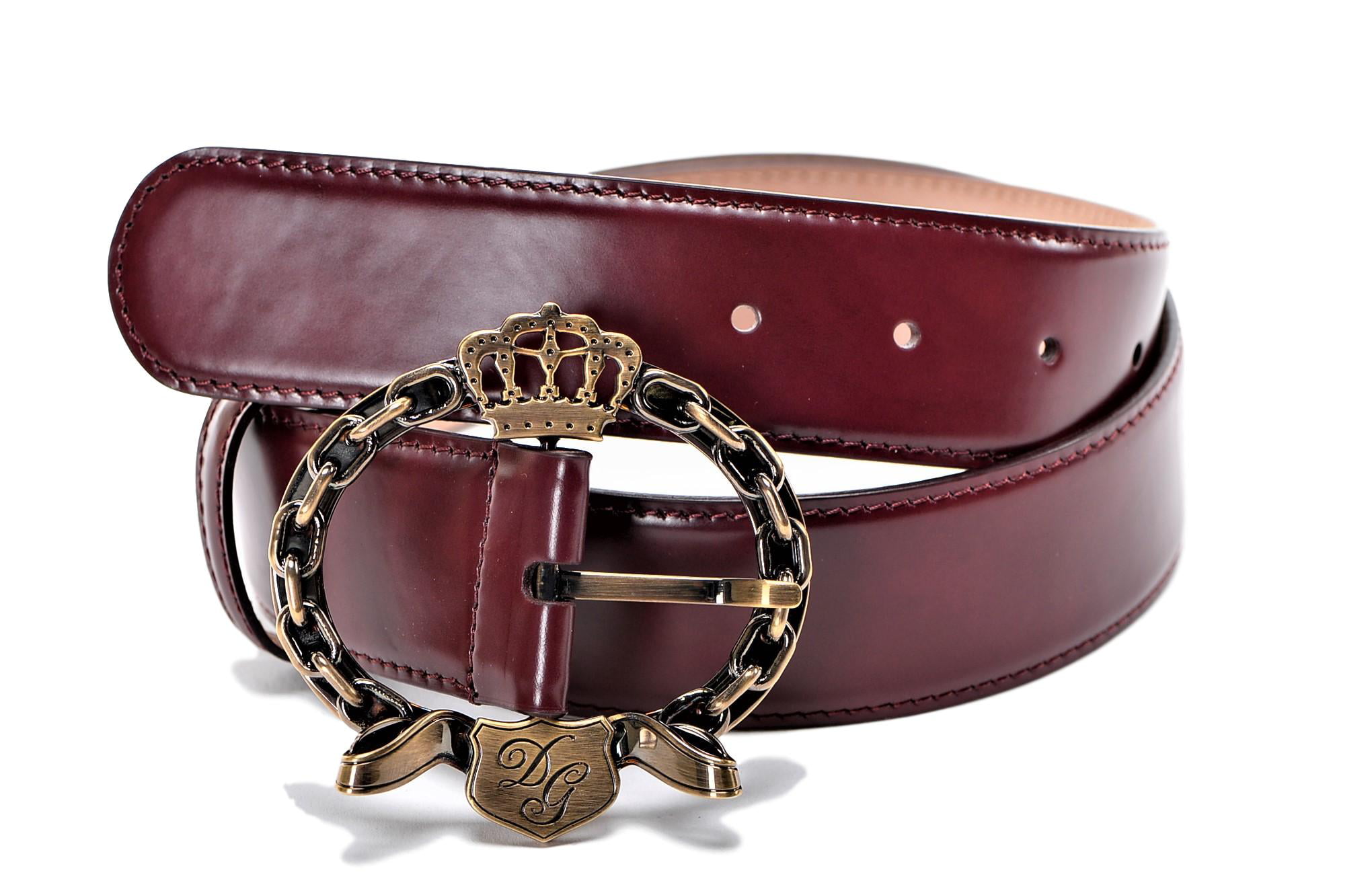 DOLCE & GABBANA Belt Brown Leather Logo Cintura Gürtel s 38inch RRP $340 95cm
