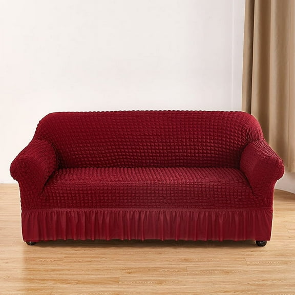 XmhyTop Sofa Cover for sofas Stretch Couch Covers for Living Room Easy Fit Washable Furniture Sofa Protector with Skirt,1 Piece (Red,3 Seat)