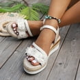 thumbnail image 2 of Dakaela Women's Espadrille Wedge Sandals Flower Ankle Strap Platform Summer Shoes Braided Open Toe Dressy Casual Slip on Sandal Size 6-10 White, 2 of 8