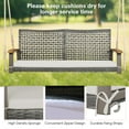 thumbnail image 6 of Gymax Rattan Patio Porch Swing 2-Person Cushioned Swing Chair Bench w/ Hanging Ropes Off White, 6 of 8