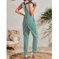 thumbnail image 2 of Overalls for Women Fashion Print Jumpsuits Festival Outfits Ladies Bibs Coveralls(Green and White Striped,S), 2 of 8