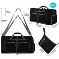thumbnail image 5 of 65L Large Foldable Travel Duffle Bag, Black Duffel Bag for Men Women, Foldable Gym Bag with Shoes Compartment, Overnight Bags Waterproof & Tear Resistant, 5 of 8