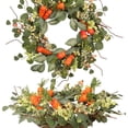 thumbnail image 2 of JEWLALO Spring Wreath Artificial Carrot Eucalyptus Wreath 22 Inch, Orange Green White, Spring Easter Summer Front Door Wall Decorations, 2 of 6