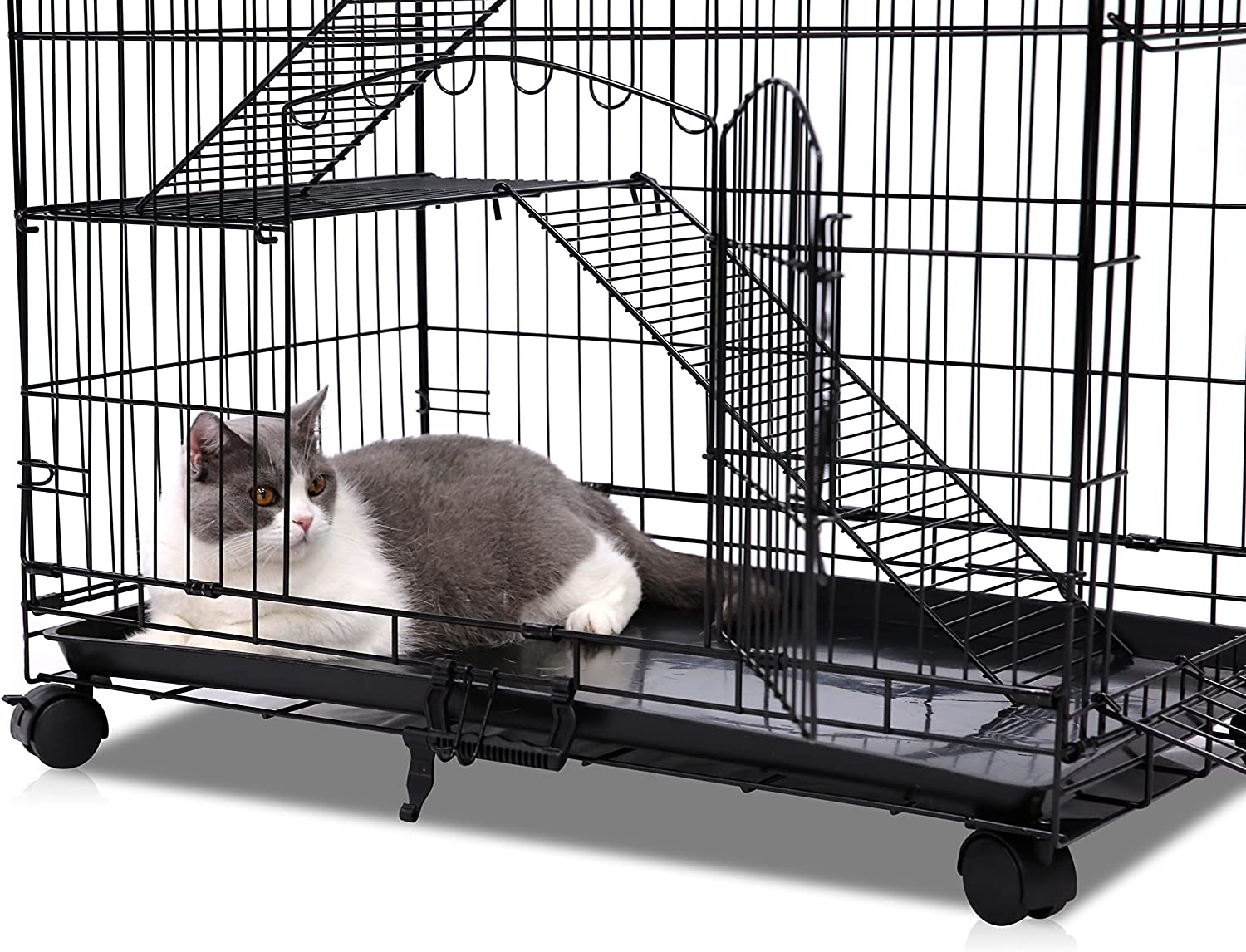 Homey Pet Black Wire Cat, Chinchilla, Ferret Cage w/ Tray and Casters 30 Inch - image 4 of 9